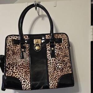 NWT Leopard Print and Black Handbag